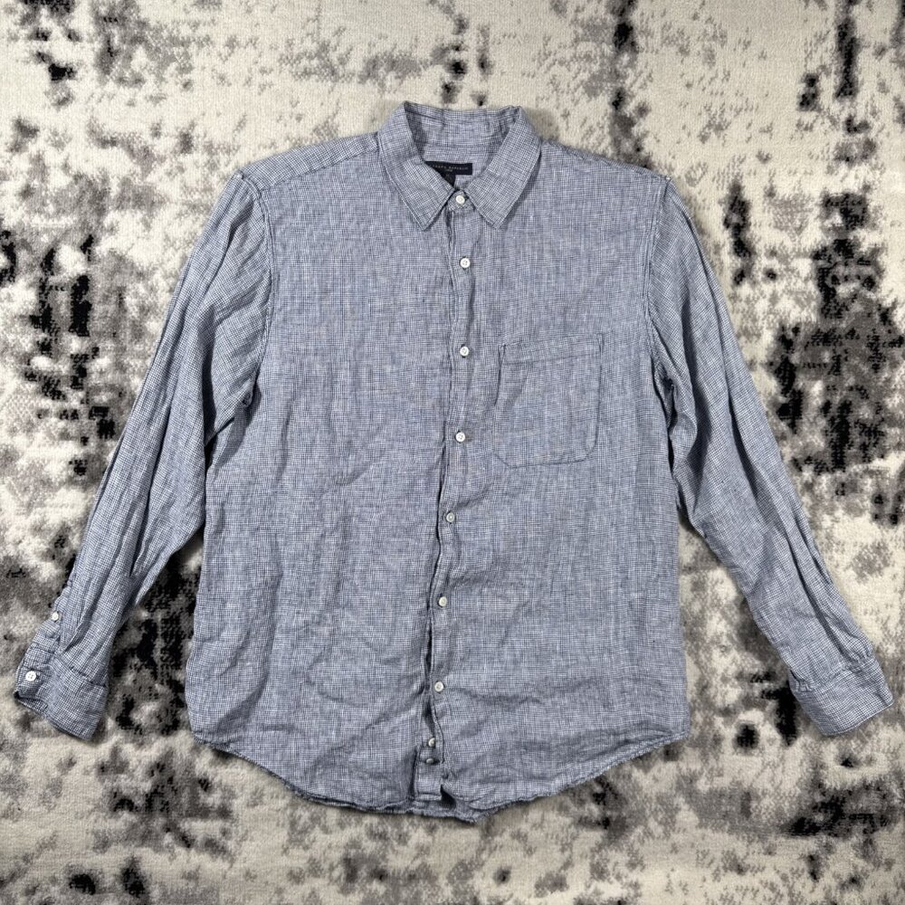 Banana Republic Linen Shirt Mens Size‎ Extra Large Blue Button Down Comfort